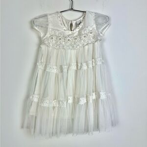 Rare Editions White Lace and Tulle Cap Sleeve Dress Little Girl Size 5